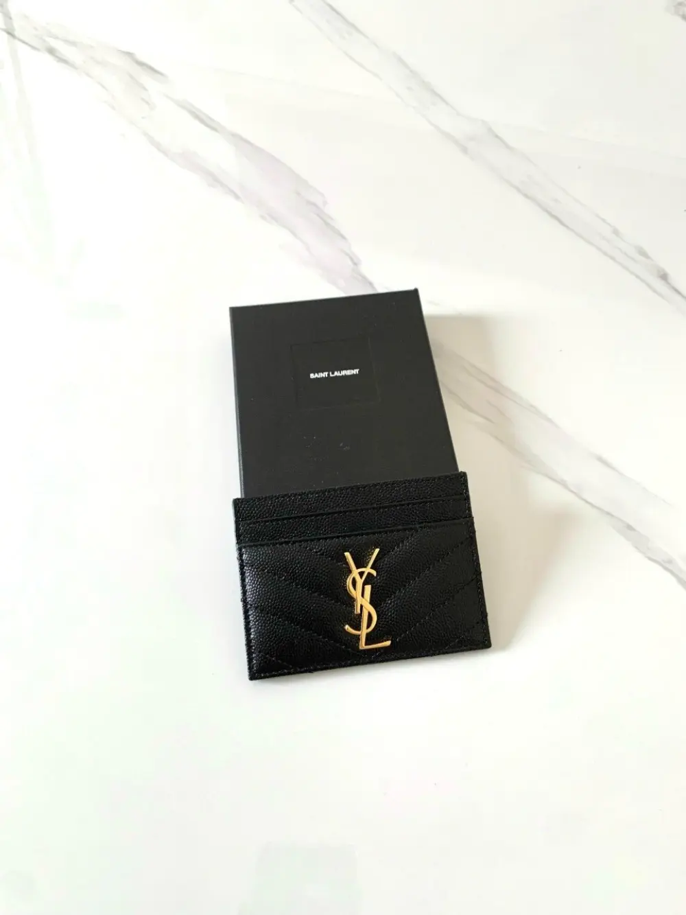YSL SAINT LAURENT CARD HOLDER black ghw