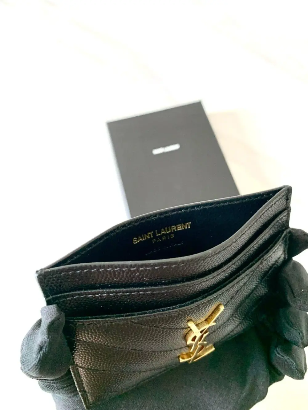 YSL SAINT LAURENT CARD HOLDER black ghw
