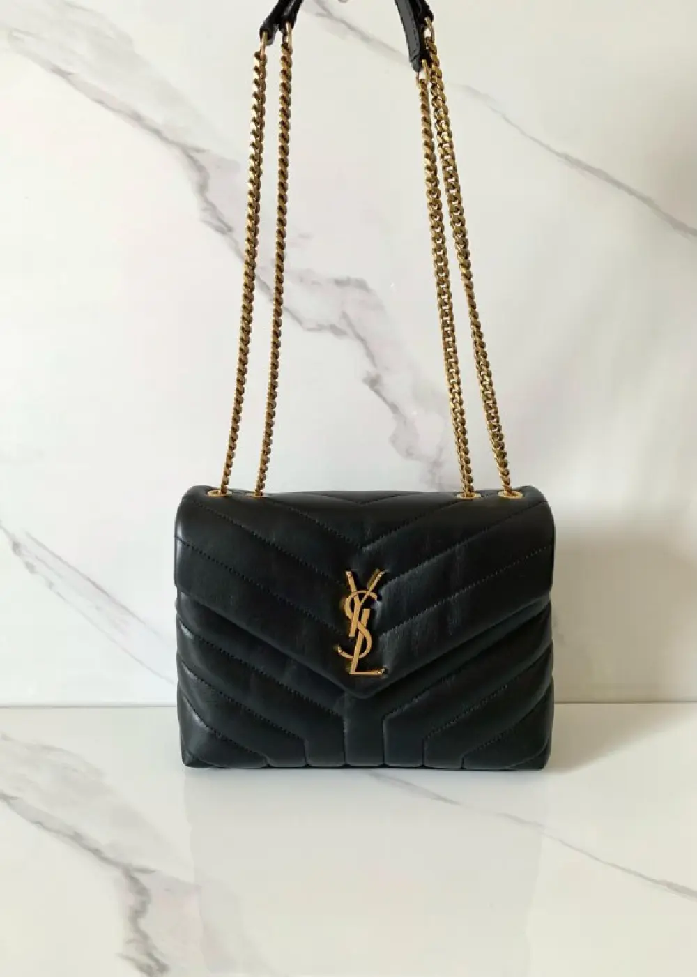 YSL SAINT LAURENT LOU LOU SMALL BAG black quilted leather ghw