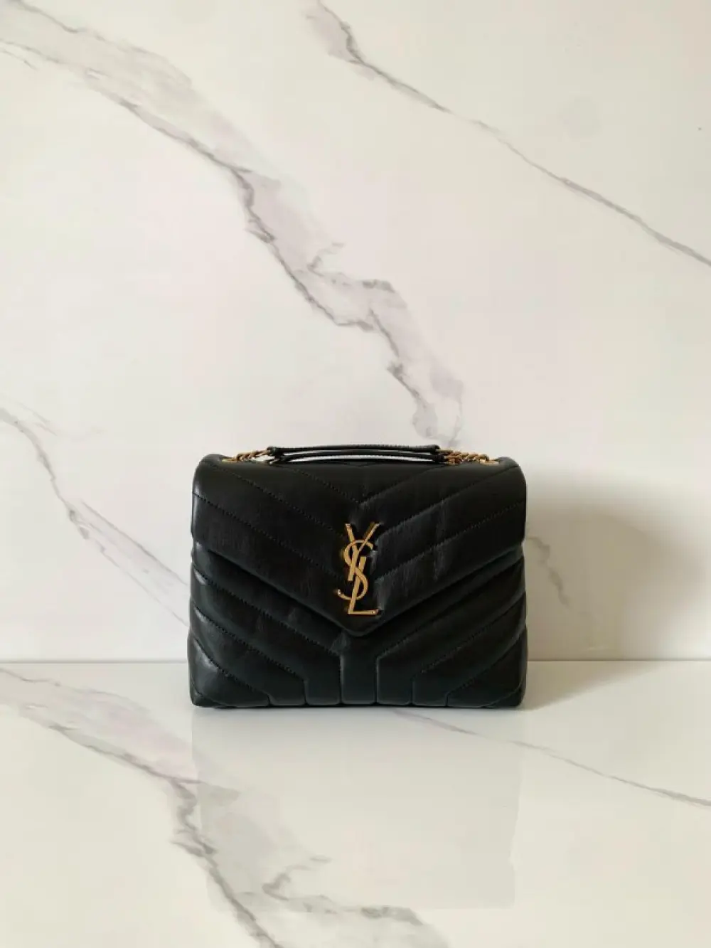 YSL SAINT LAURENT LOU LOU SMALL BAG black quilted leather ghw