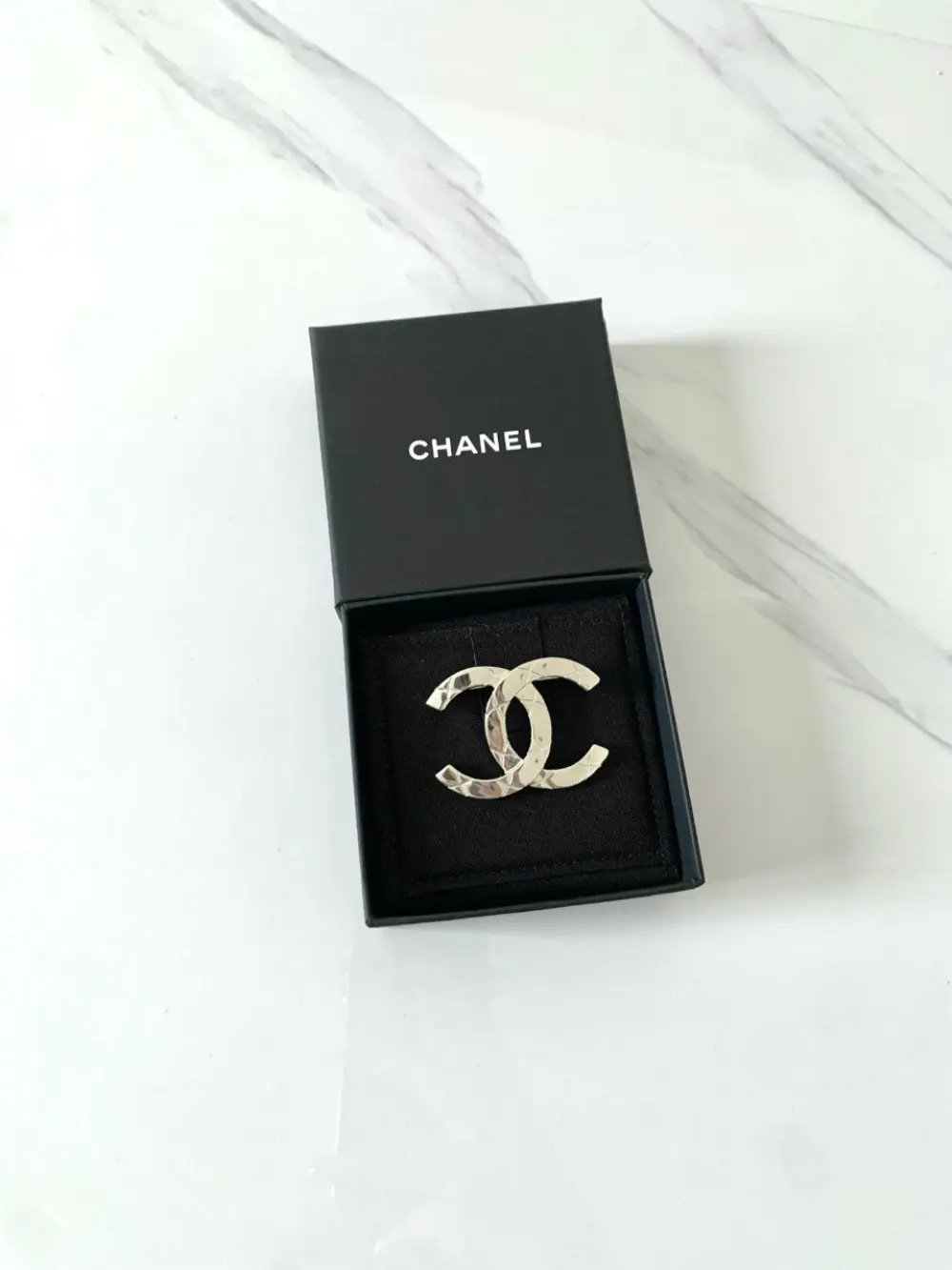 CHANEL BROOCH CC MARK silver