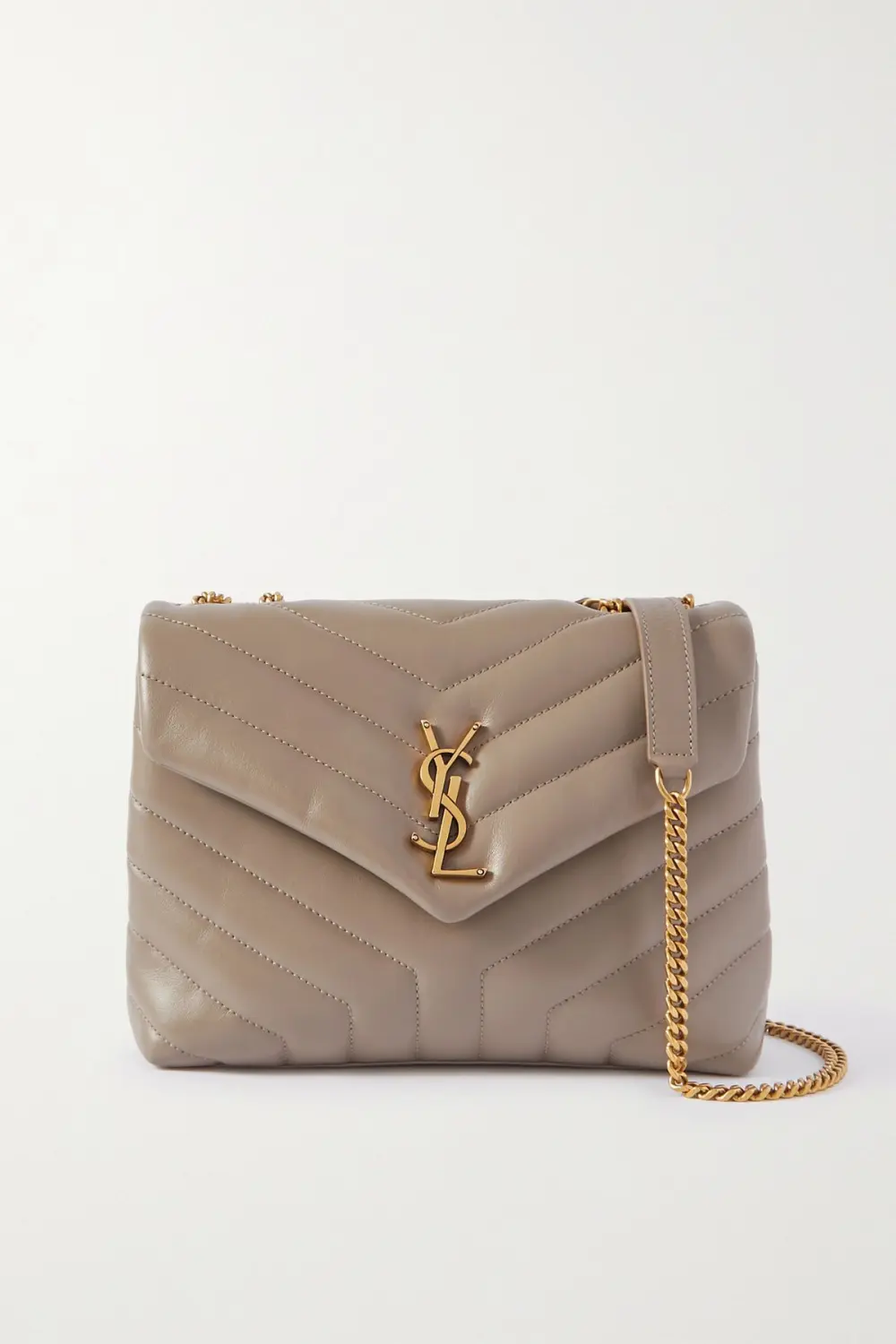 SAINT LAURENT LOU LOU SMALL BAG · dark beige quilted ghw