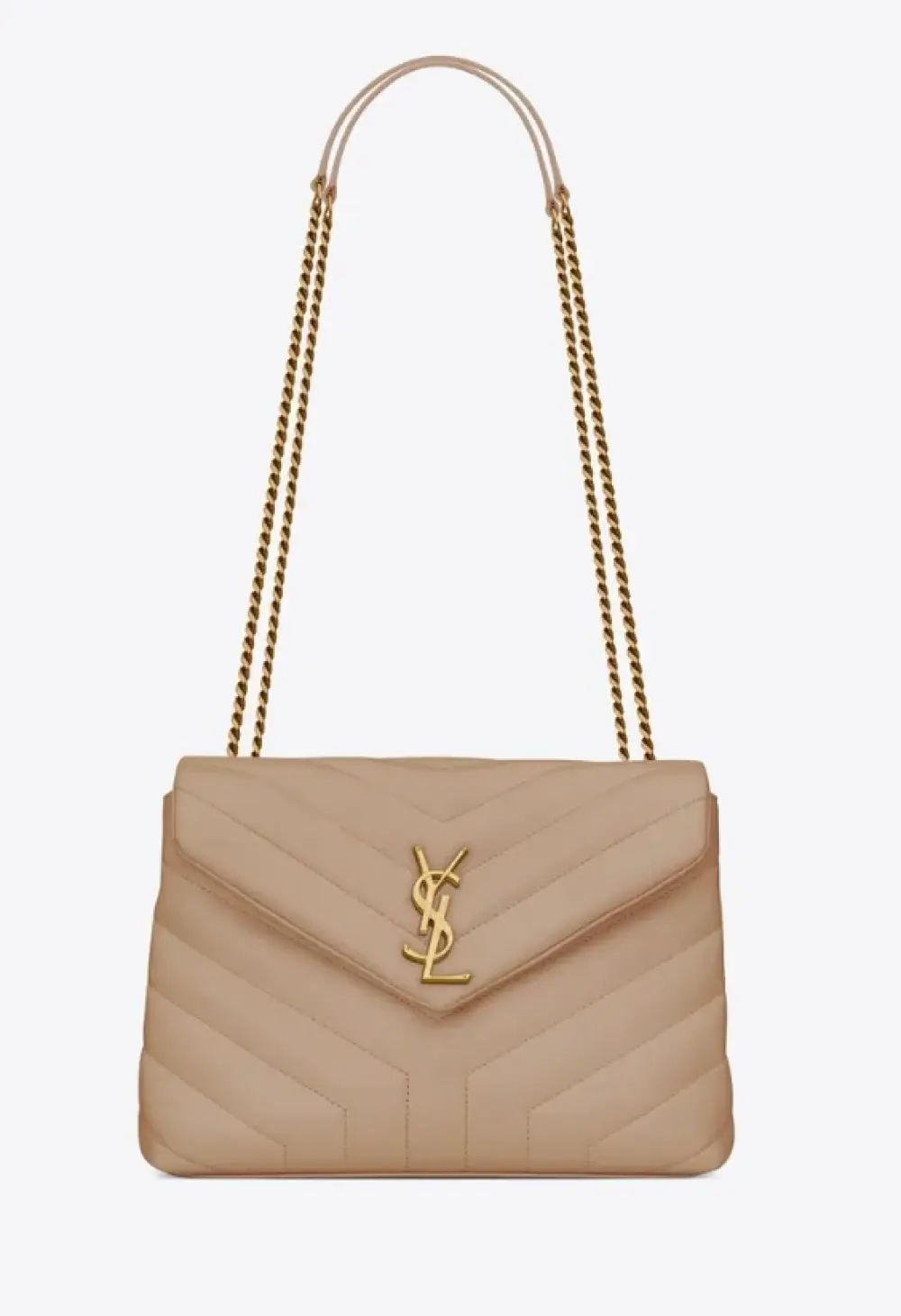 YSL SAINT LAURENT LOU LOU SMALL BAG dark beige quilted ghw