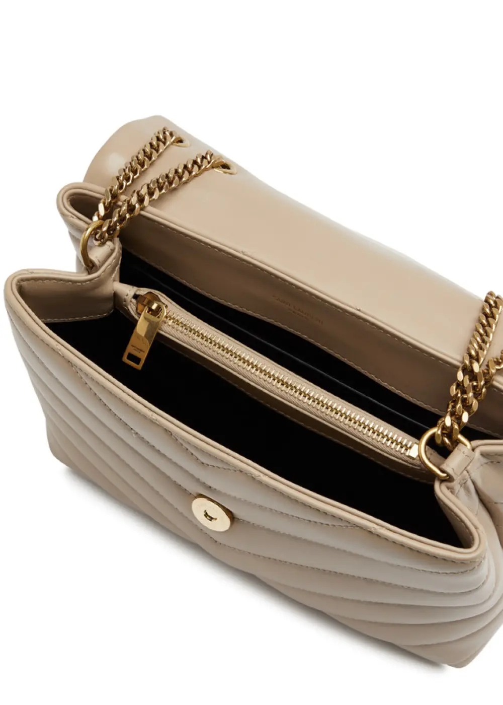 YSL SAINT LAURENT LOU LOU SMALL BAG dark beige quilted ghw