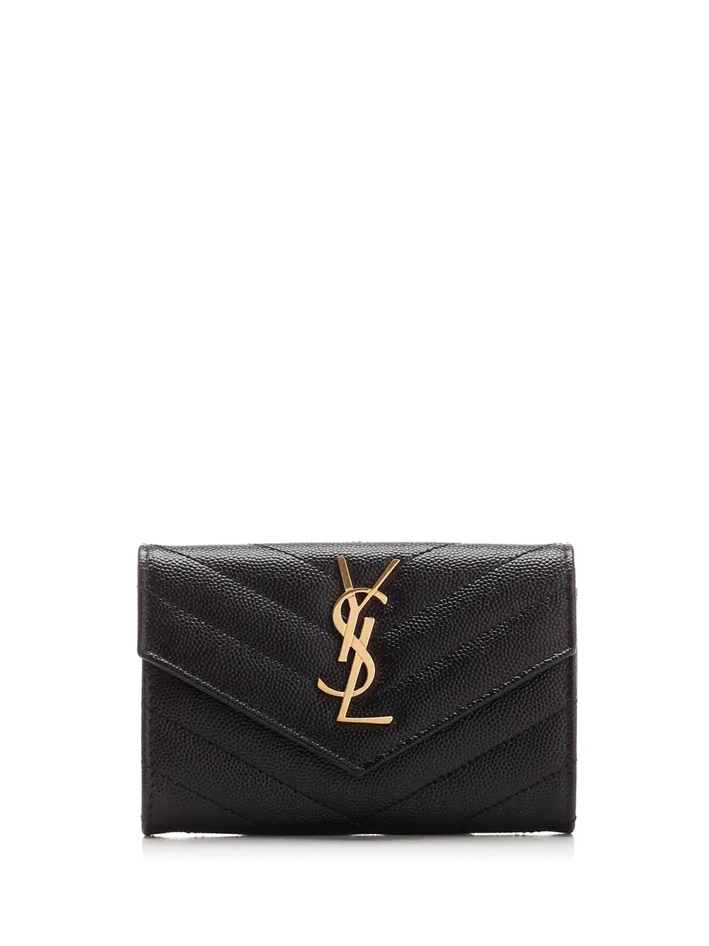 SAINT LAURENT SMALL WALLET ENVELOPE CARD CASE · black caviar ghw