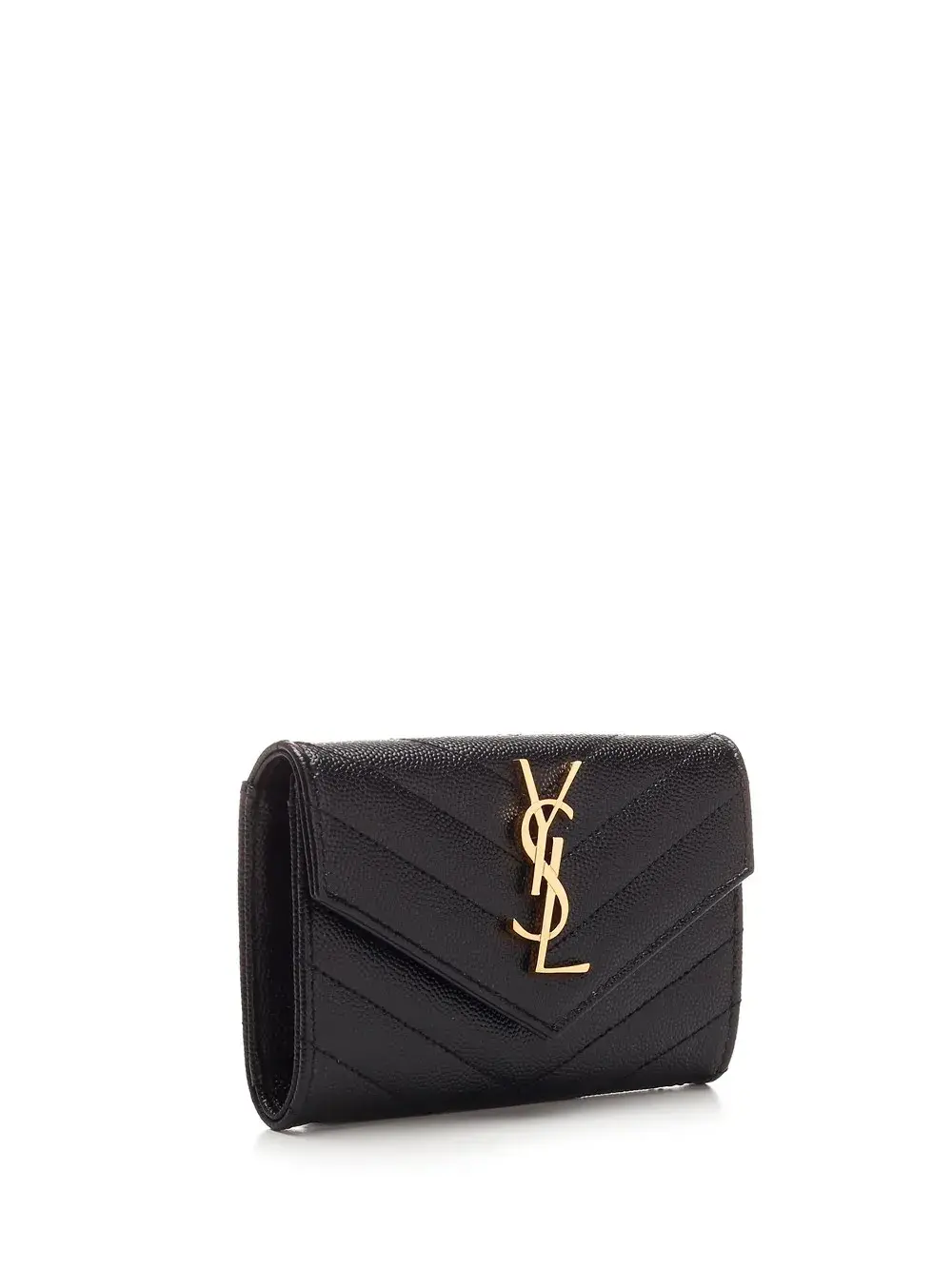 YSL SAINT LAURENT SMALL WALLET ENVELOPE CARD CASE black caviar ghw
