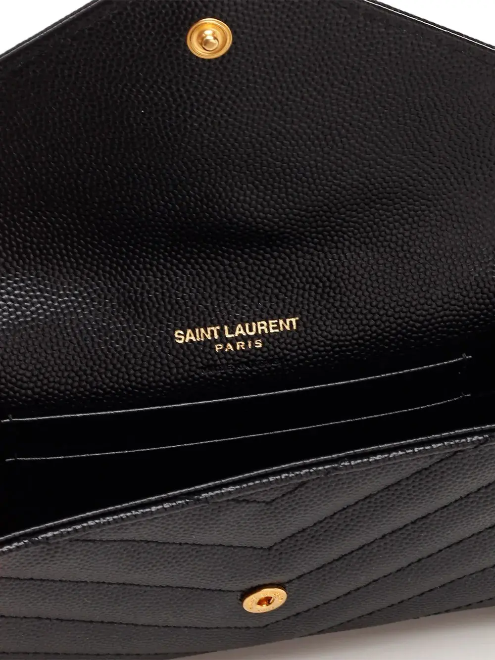 YSL SAINT LAURENT SMALL WALLET ENVELOPE CARD CASE black caviar ghw
