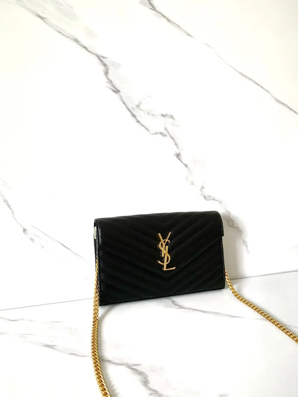 YSL SAINT LAURENT WOC 22CM black caviar ghw