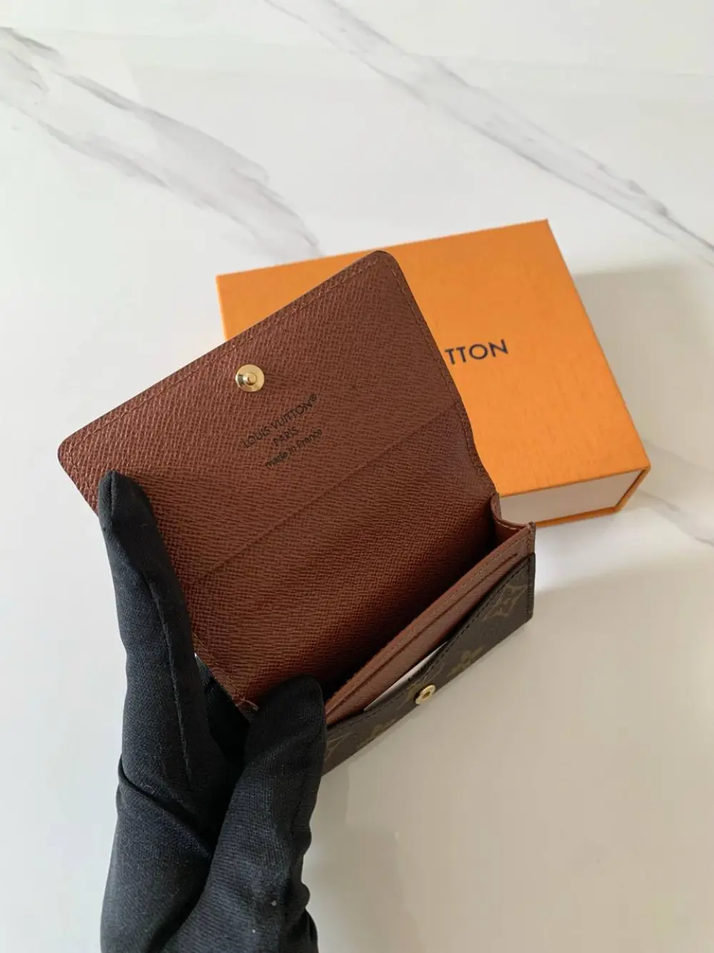 LOUIS VUITTON LV CARD VISITE ENVELOPE WALLET monogram brown