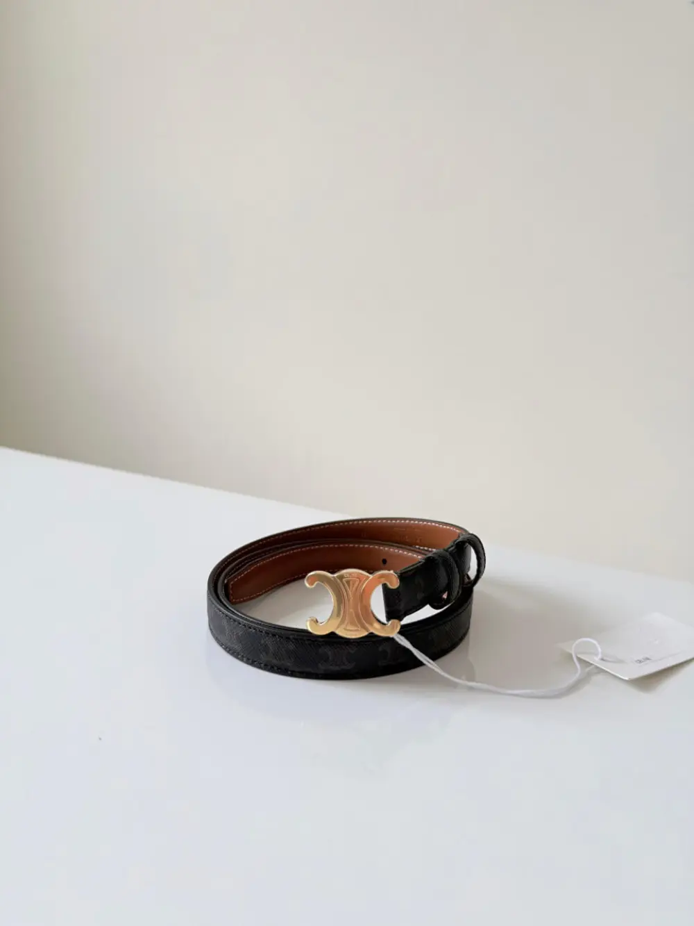 CELINE BELT TRIOMPHE CANVAS 1,8CM tan ghw