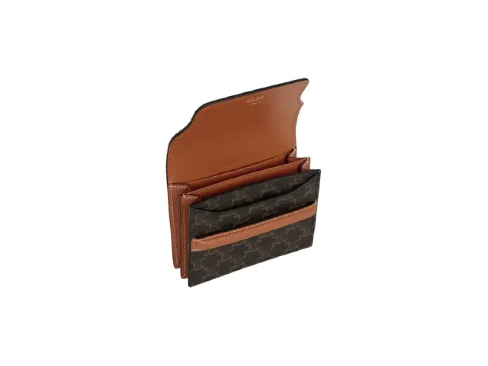 CELINE ORIGAMI CARD HOLDER TRIOMPHE CANVAS tan