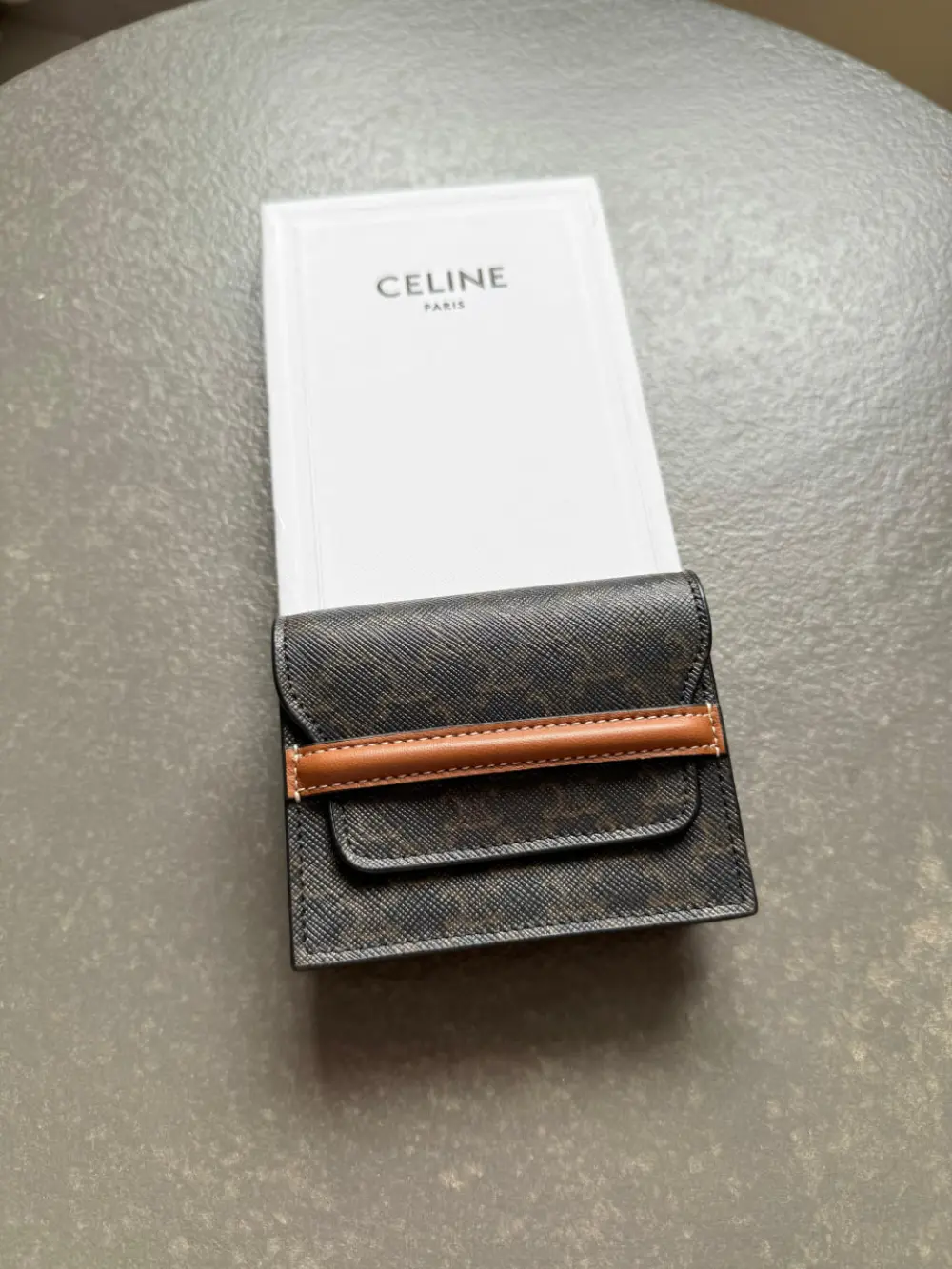 CELINE ORIGAMI CARD HOLDER TRIOMPHE CANVAS tan