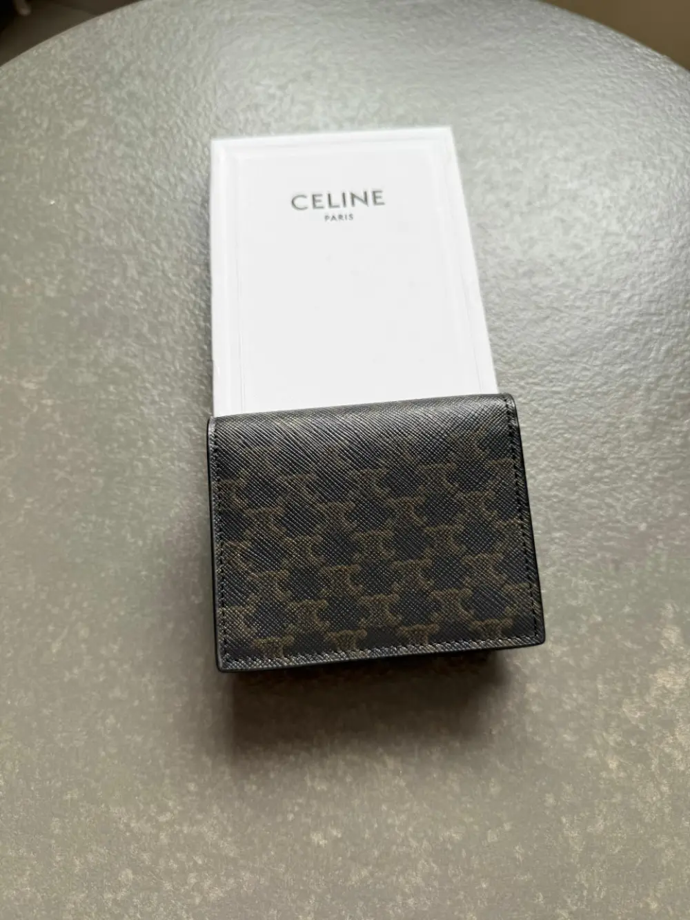 CELINE ORIGAMI CARD HOLDER TRIOMPHE CANVAS tan