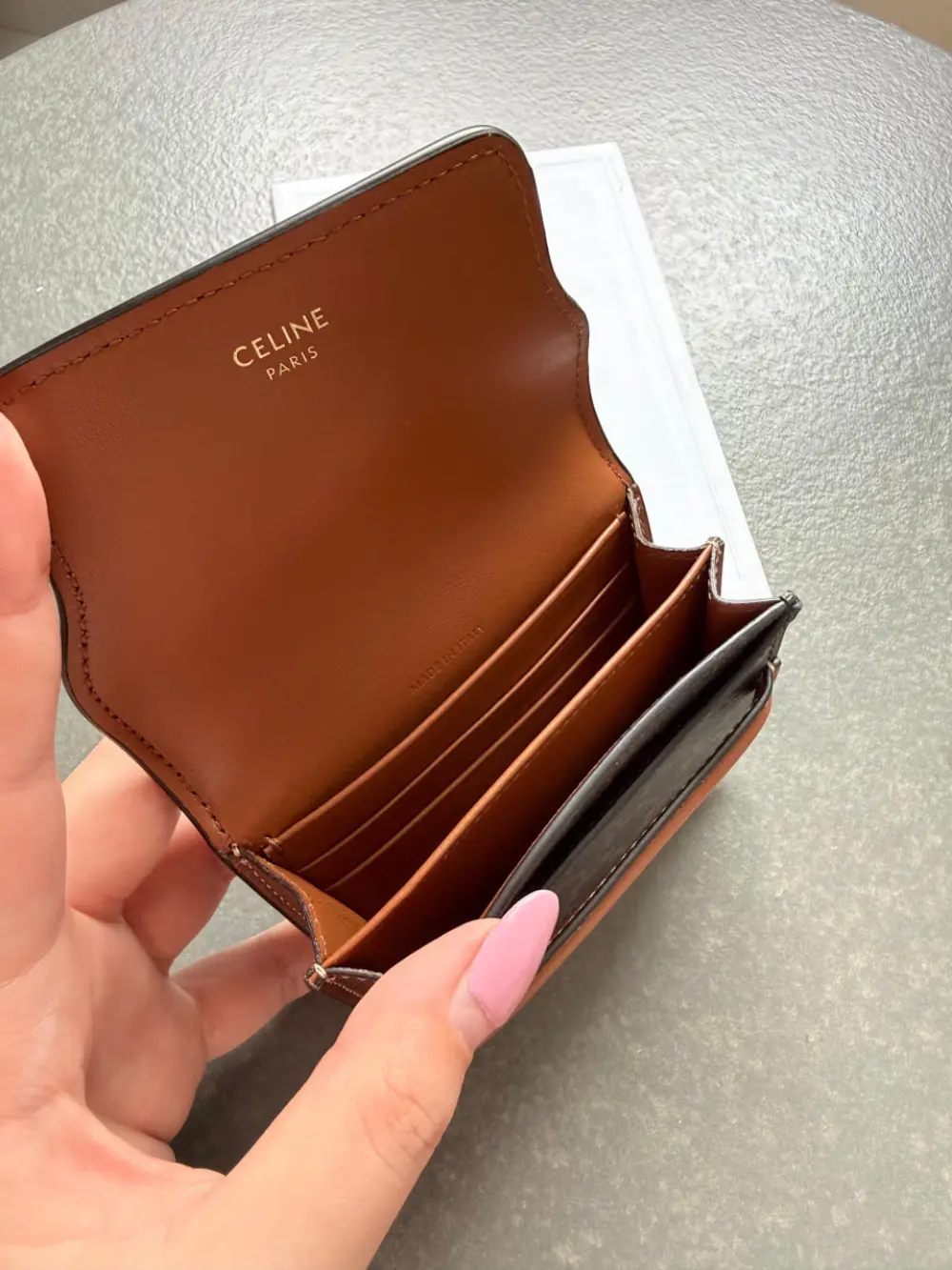 CELINE ORIGAMI CARD HOLDER TRIOMPHE CANVAS tan