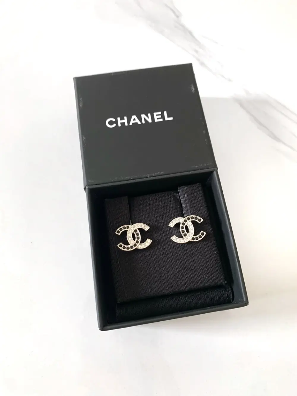 EARRING ANTING STUD CRYSTAL MIX ONYX · silver