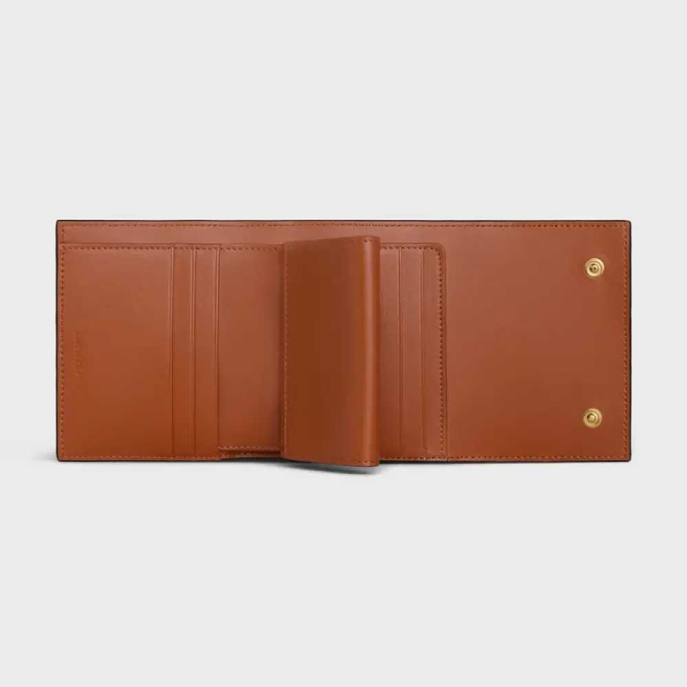 CELINE SMALL TRIFOLD WALLET TRIOMPHE CANVAS tan