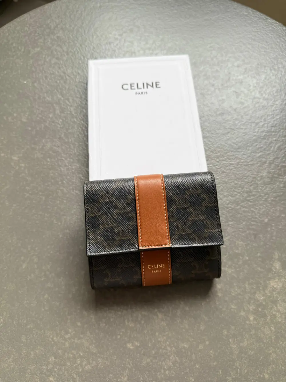 CELINE SMALL TRIFOLD WALLET TRIOMPHE CANVAS tan