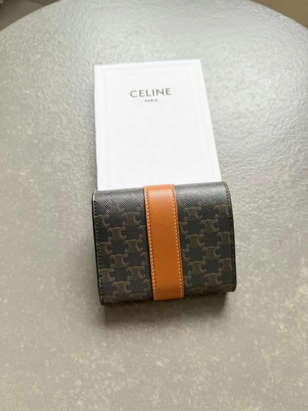 CELINE SMALL TRIFOLD WALLET TRIOMPHE CANVAS tan
