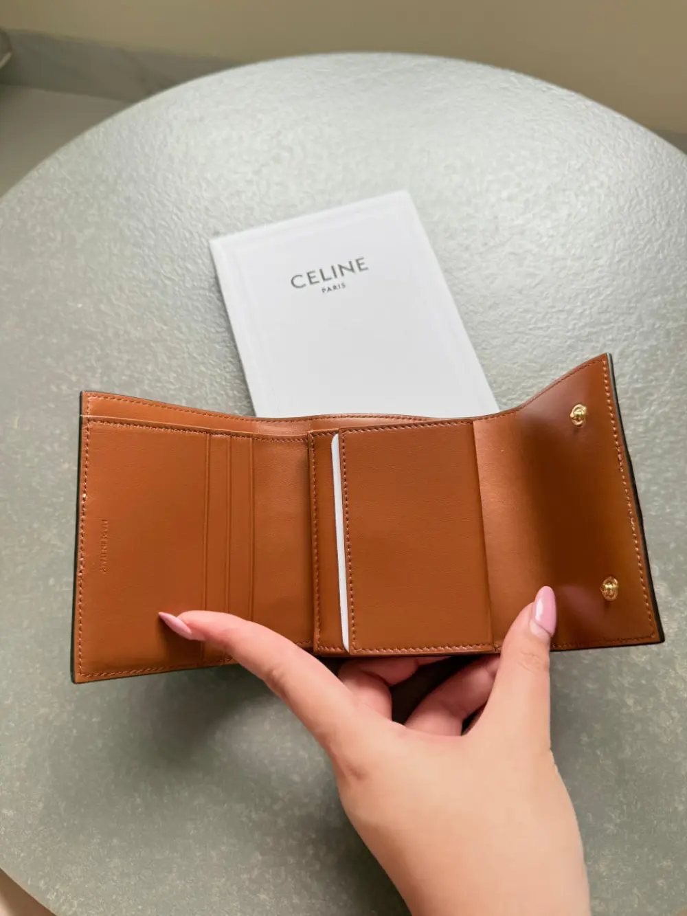 CELINE SMALL TRIFOLD WALLET TRIOMPHE CANVAS tan
