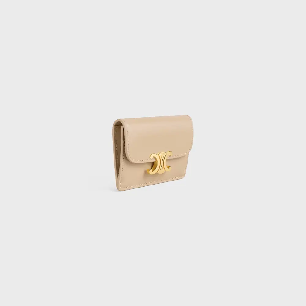 CELINE TRIOMPHE COMPACT WALLET CALFSKIN nude