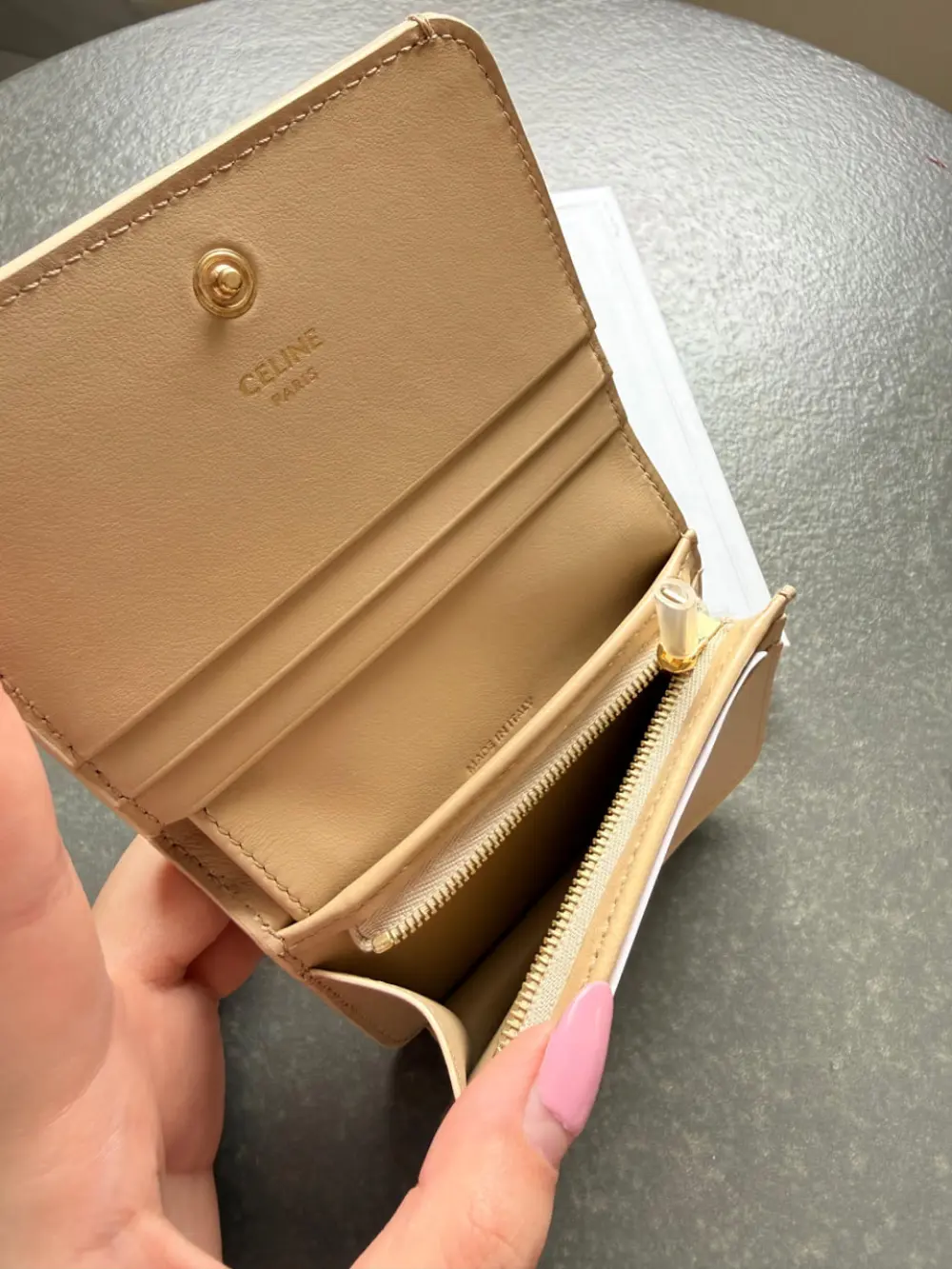 CELINE TRIOMPHE COMPACT WALLET CALFSKIN nude