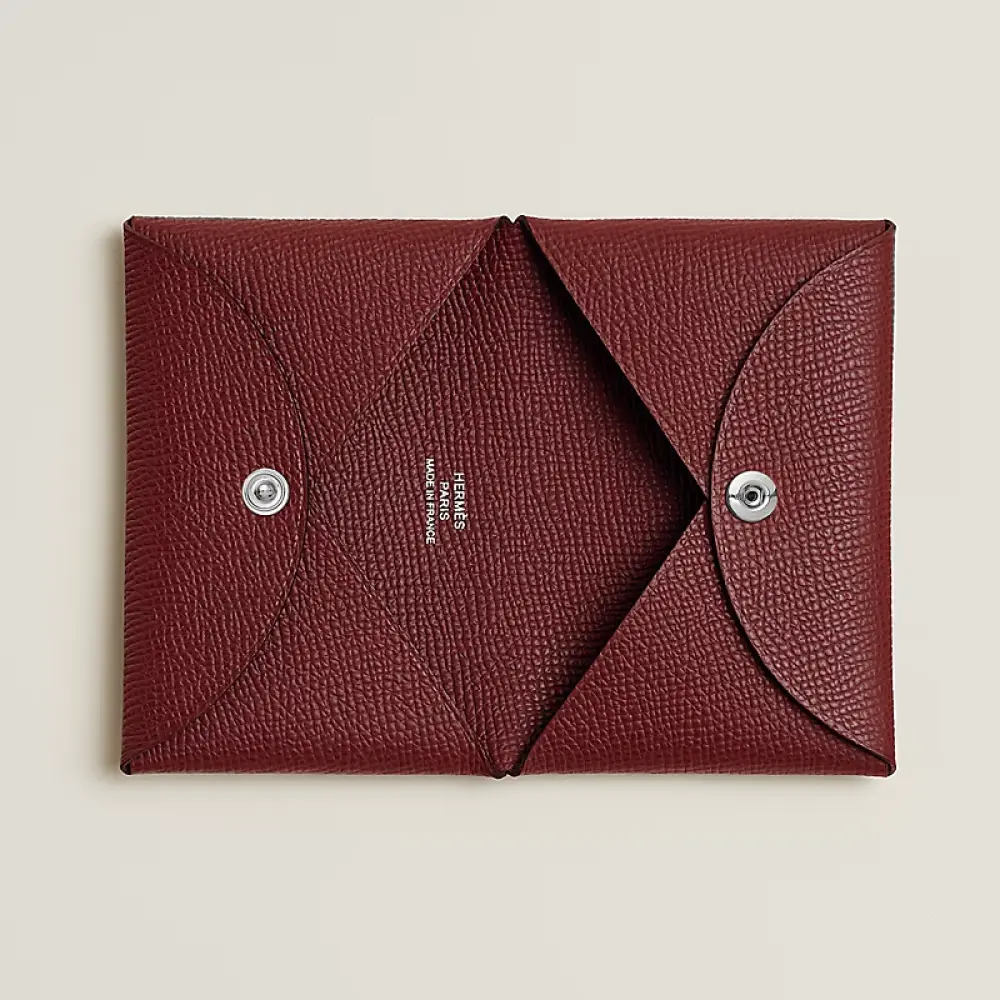 HERMES CALVI CARD HOLDER ROUGE H EPSOM