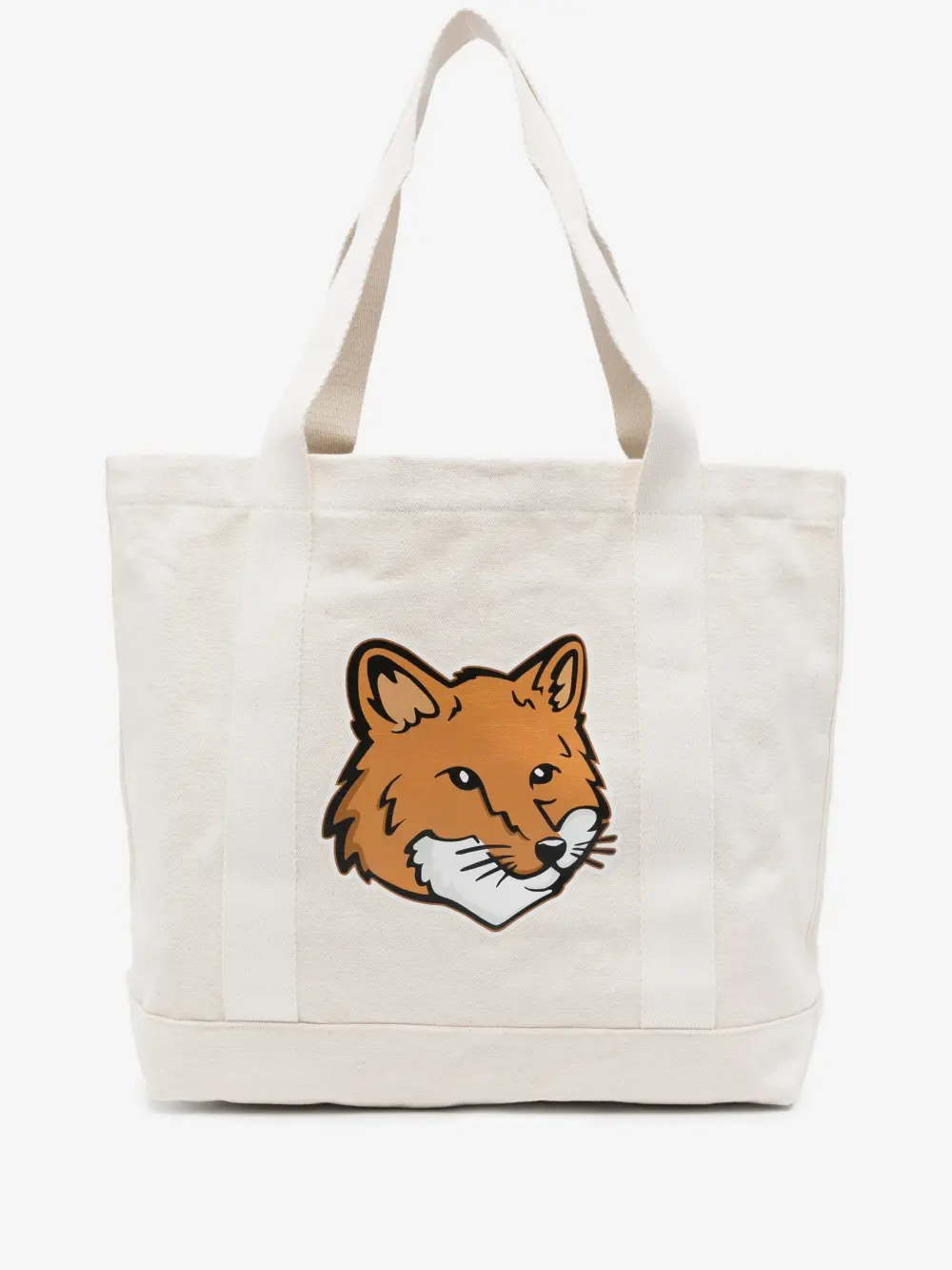 KITSUNE FOX HEAD CANVAS TOTE BAG · BEIGE
