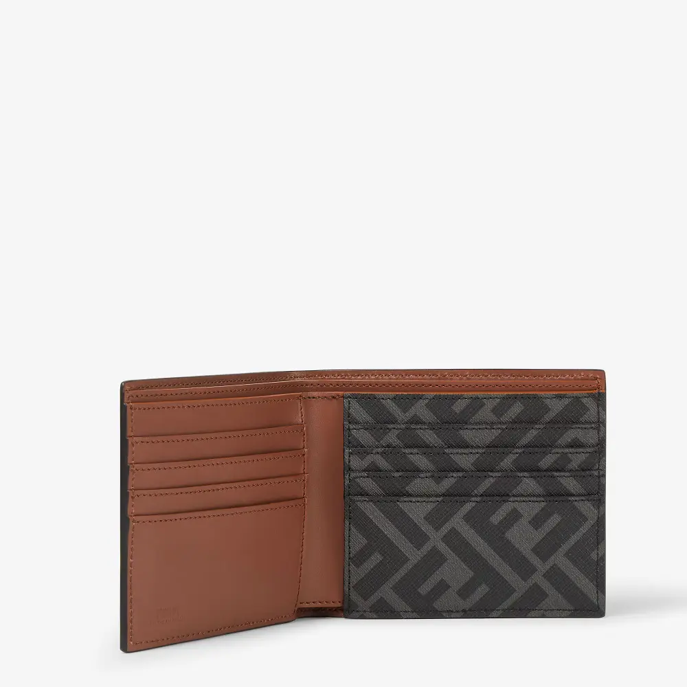 FENDI FF SQUARED BIFOLD WALLET BROWN BLACK