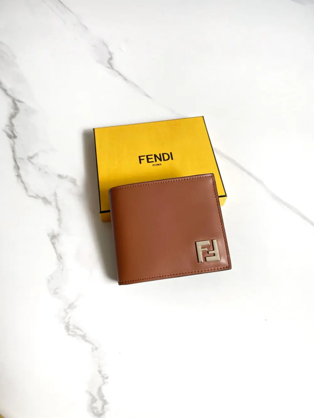 FENDI FF SQUARED BIFOLD WALLET BROWN BLACK