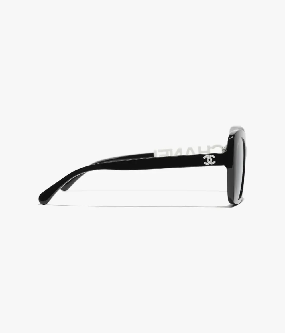 CHANEL SQUARE SUNGLASSES black grey - white