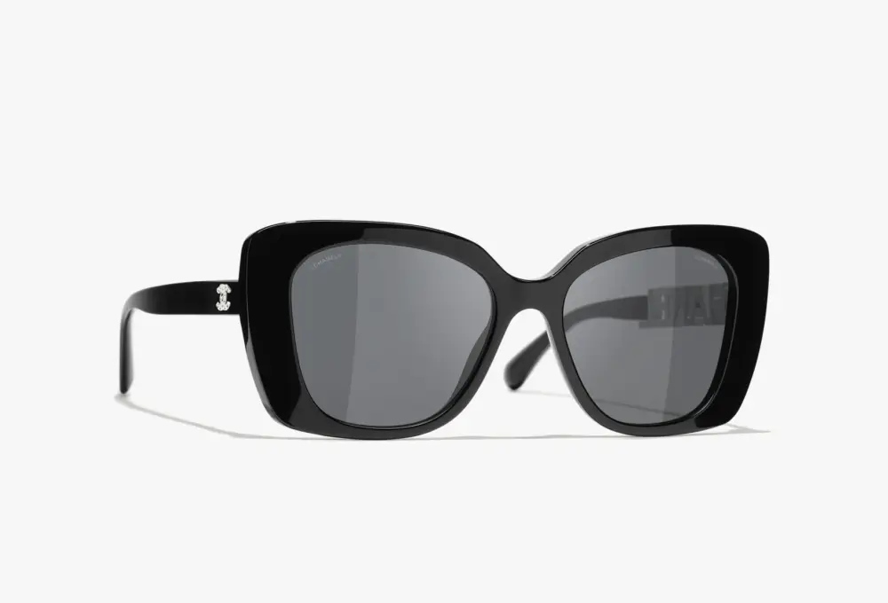 CHANEL SQUARE SUNGLASSES black grey - white