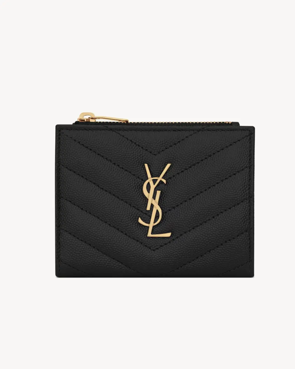 SAINT LAURENT BIFOLD COMPACT WALLET WITH ZIP COIN (PHOTO) · BLACK CAVIAR GHW