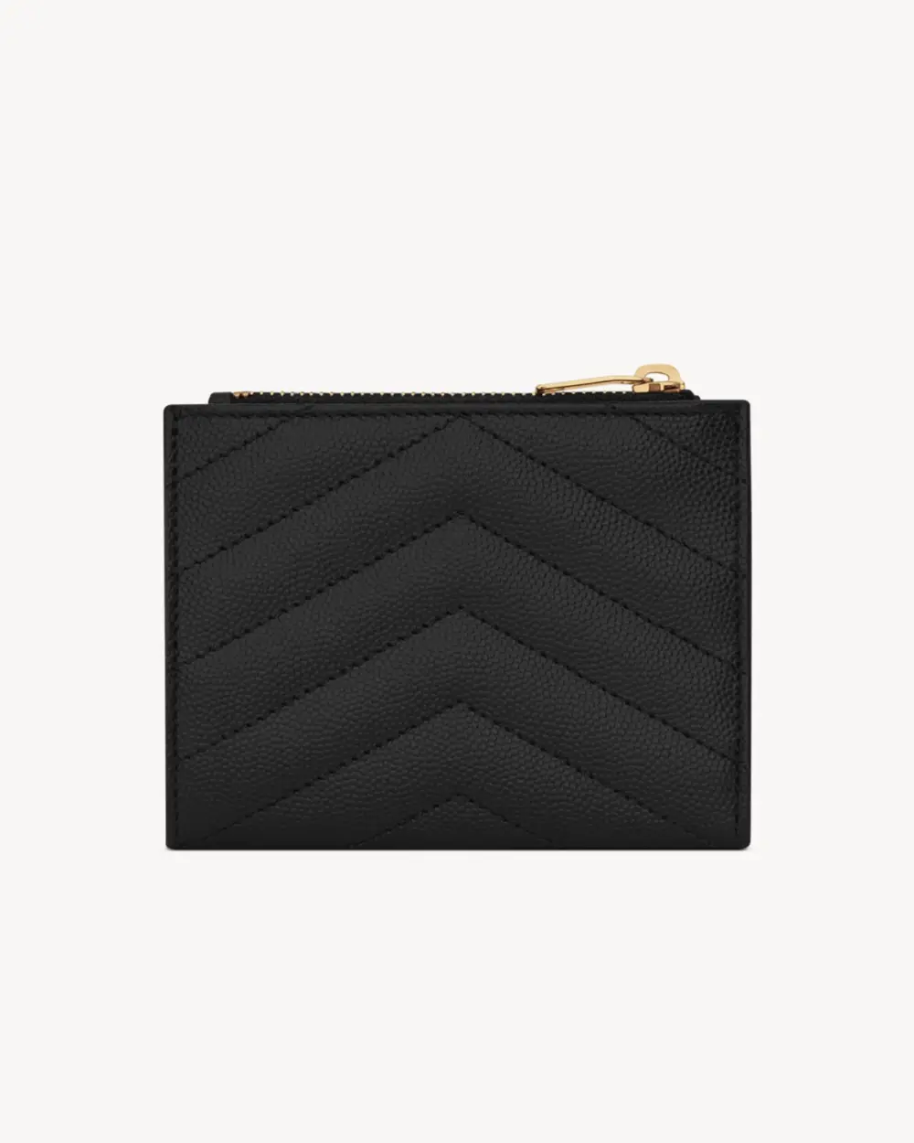 YSL SAINT LAURENT BIFOLD COMPACT WALLET WITH ZIP COIN (PHOTO) BLACK CAVIAR GHW