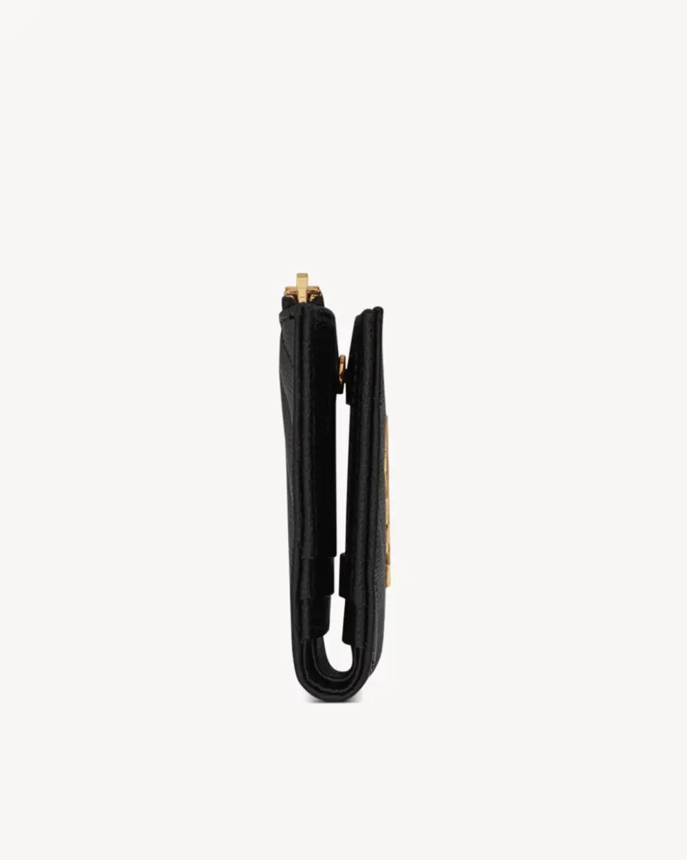 YSL SAINT LAURENT BIFOLD COMPACT WALLET WITH ZIP COIN (PHOTO) BLACK CAVIAR GHW