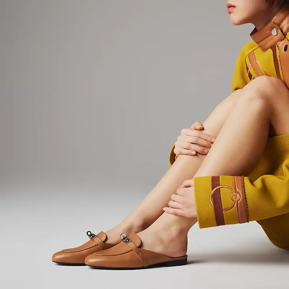 HERMES OZ MULES NATURAL TAN GOLD SHW