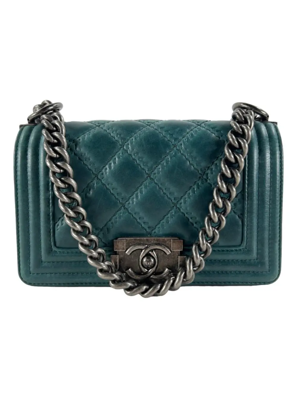 BOY 20 MINI BAG (PRELOVED) · quilted lambskin green
