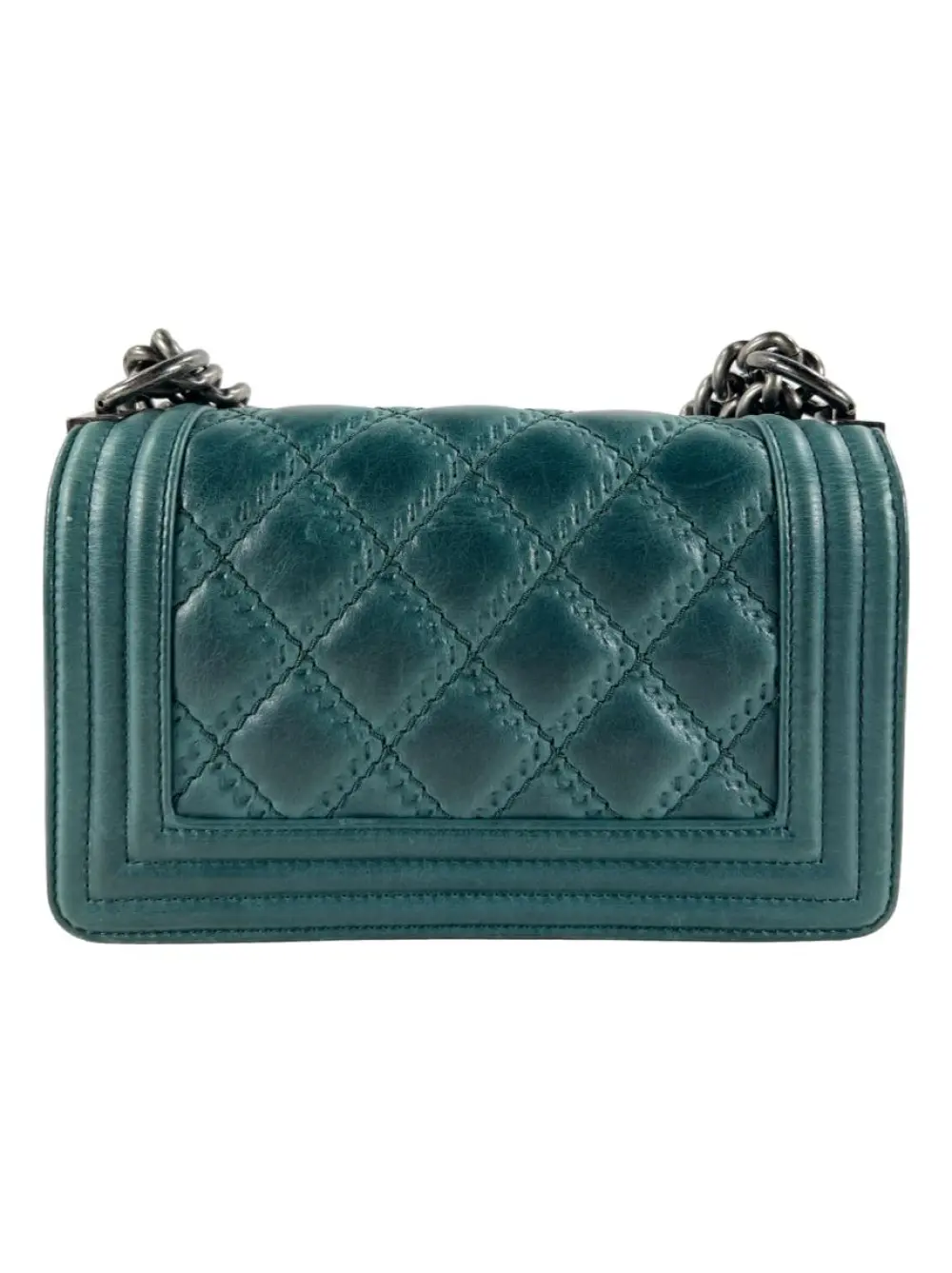 CHANEL BOY 20 MINI BAG (PRELOVED) quilted lambskin green