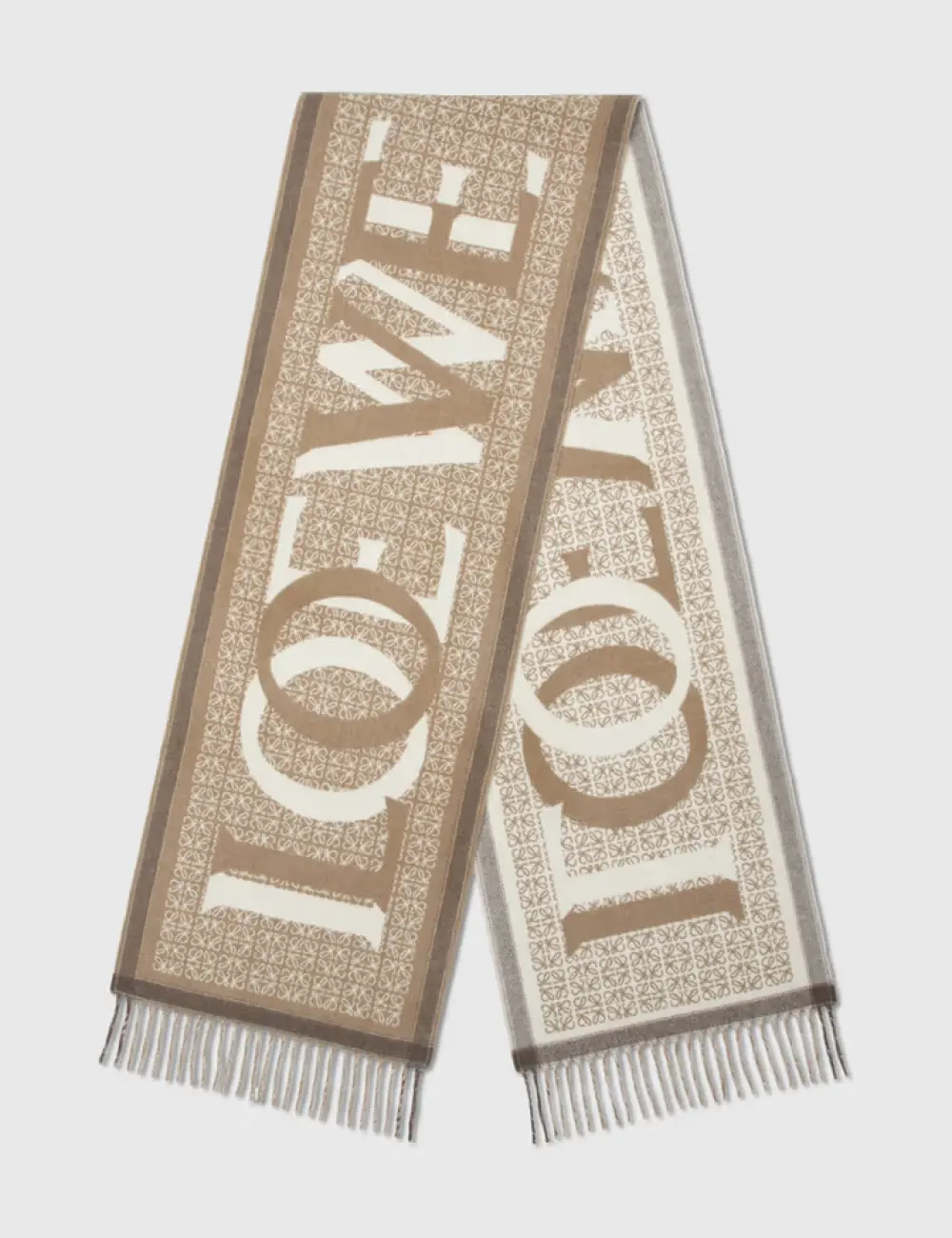 LOVE JACQUARD SCARF · WHITE / BEIGE