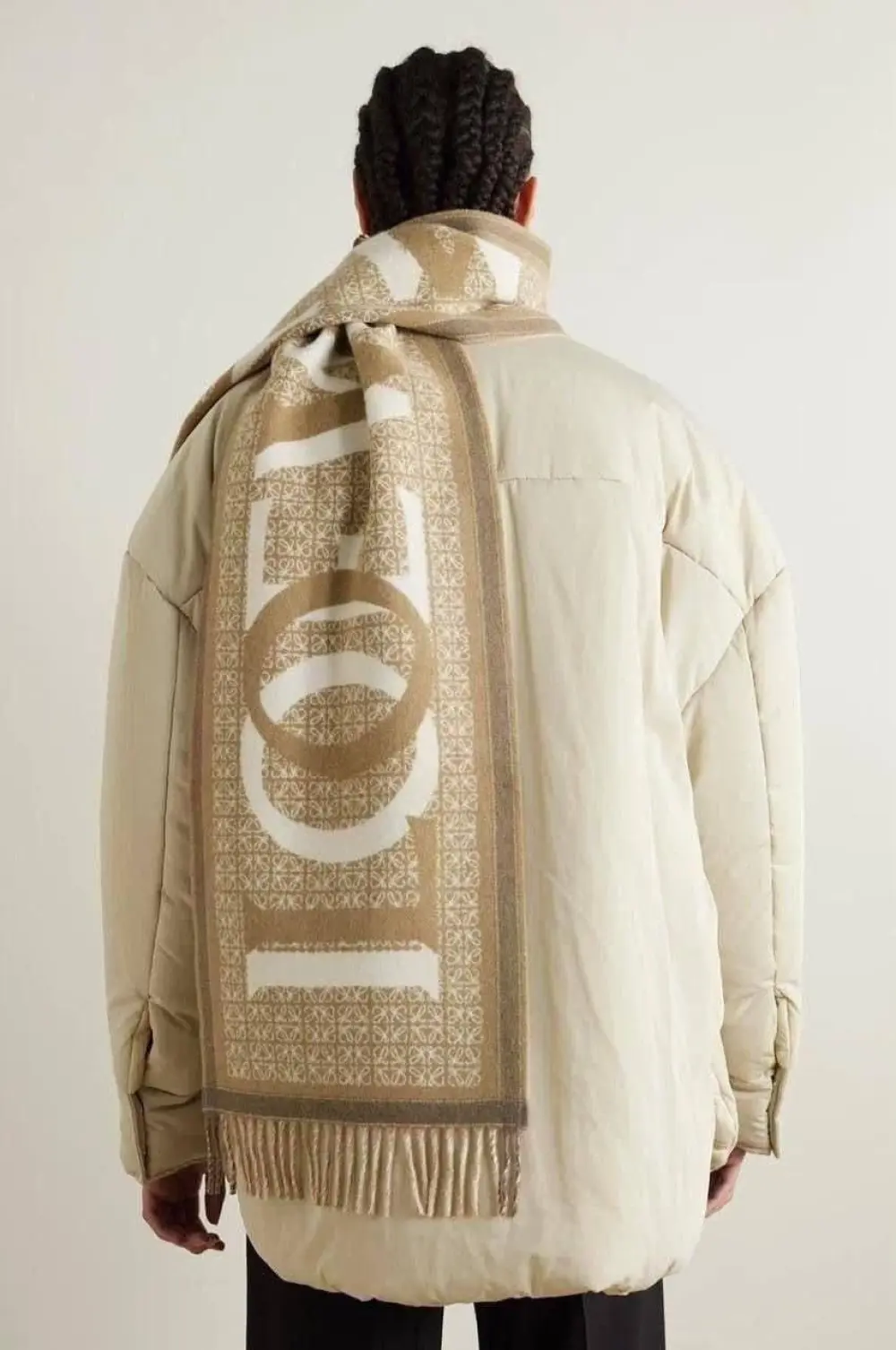 LOEWE LOVE JACQUARD SCARF WHITE / BEIGE