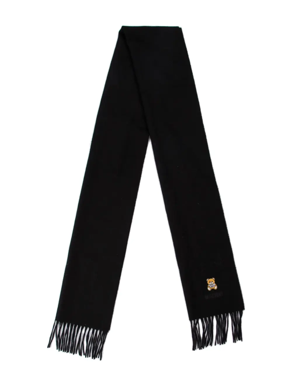 MOSCHINO TOY BEAR MERINO WOOL SCARF BLACK