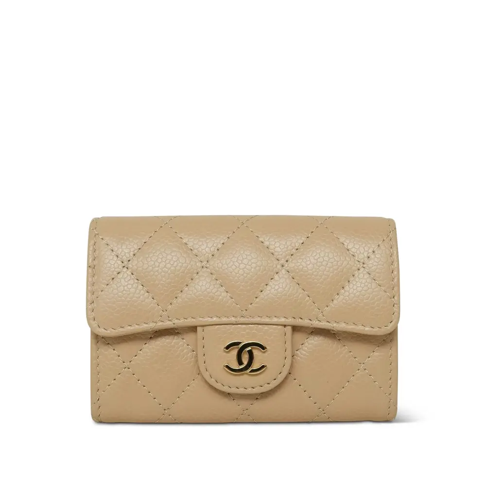 CLASSIC CARD CASE FLAP · beige caviar ghw