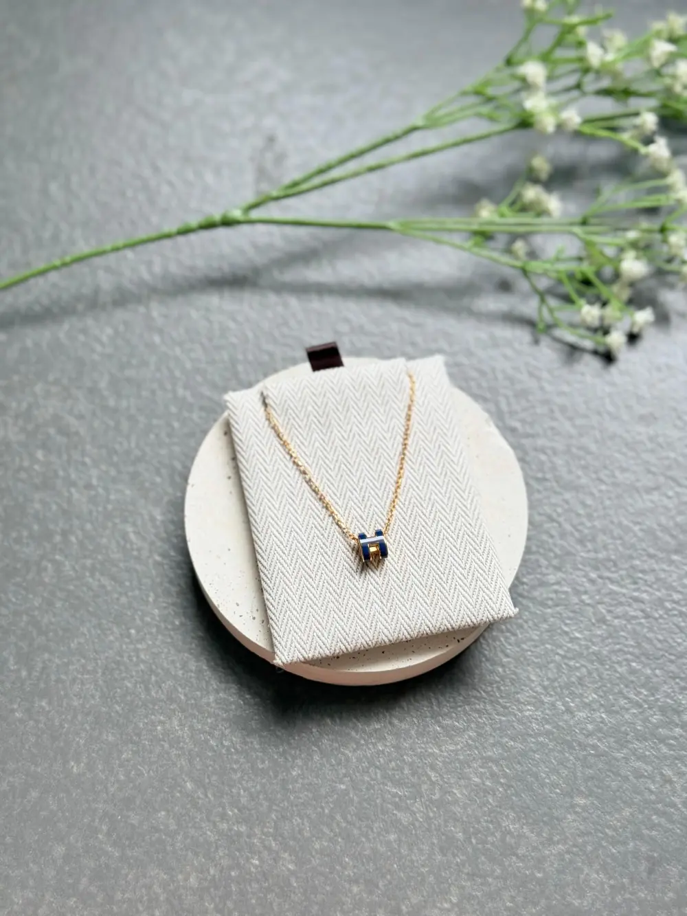 HERMES NECKLACE POP H MINI BLUE SAPHIR GHW