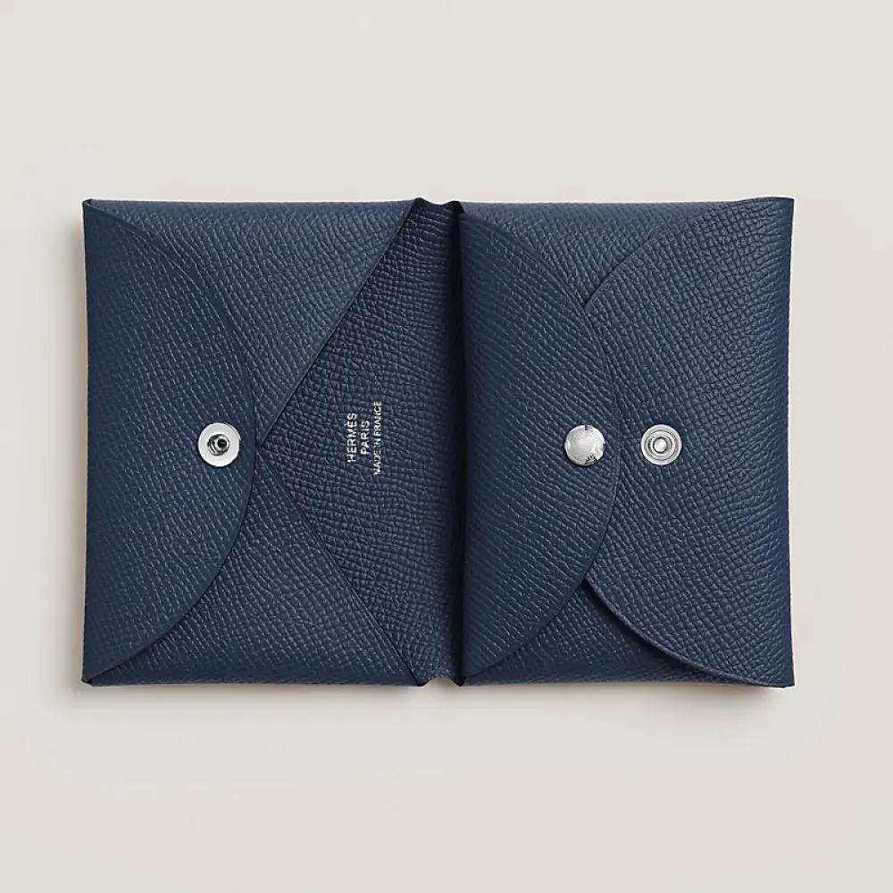 HERMES CALVI DUO CARD HOLDER BLUE ABYSSE EPSOM