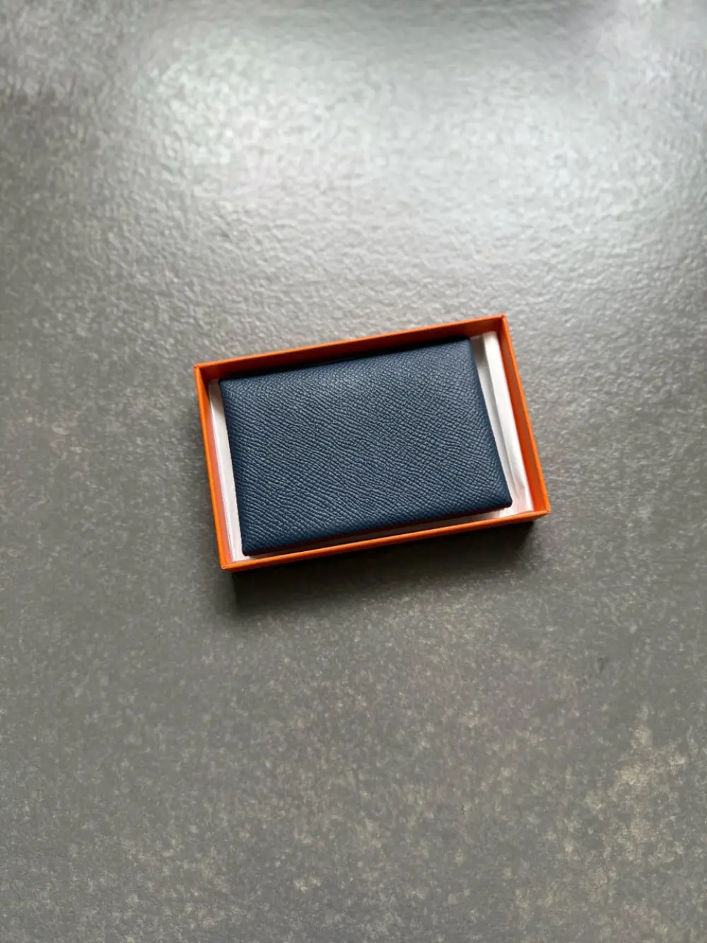HERMES CALVI DUO CARD HOLDER BLUE ABYSSE EPSOM