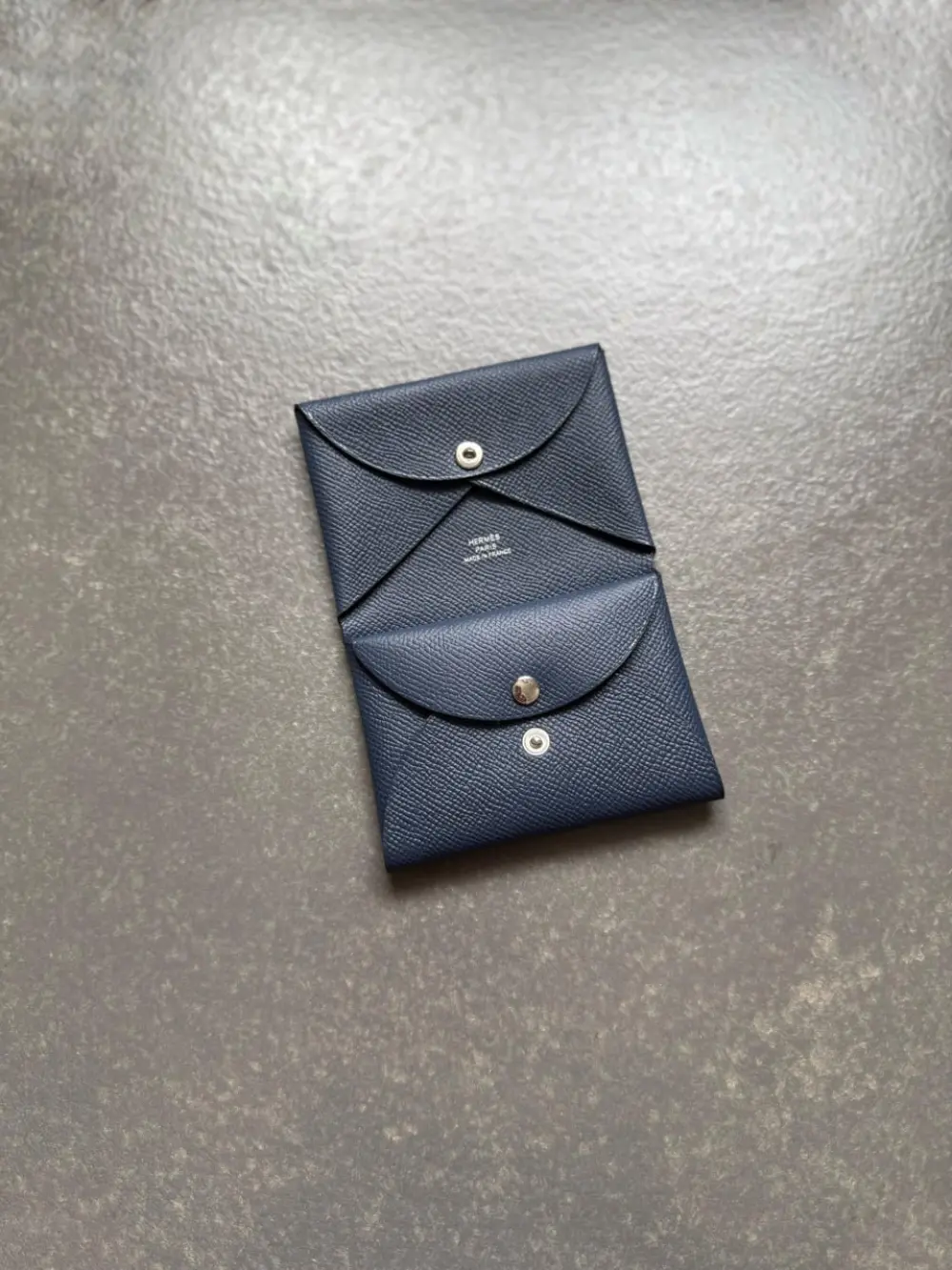 HERMES CALVI DUO CARD HOLDER BLUE ABYSSE EPSOM