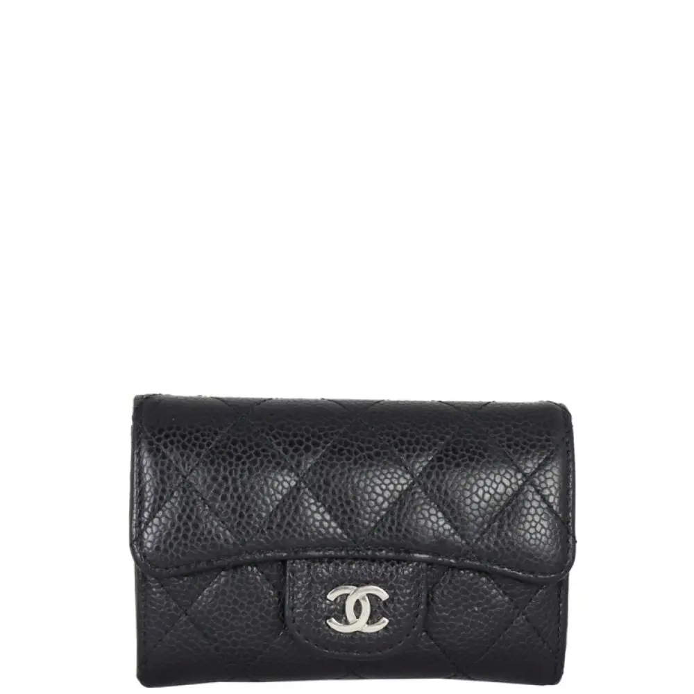 CHANEL CLASSIC CARD CASE FLAP black caviar shw