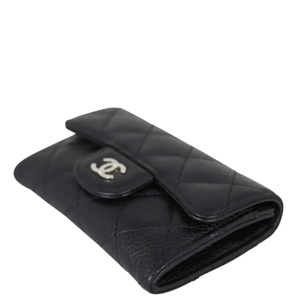 CHANEL CLASSIC CARD CASE FLAP black caviar shw