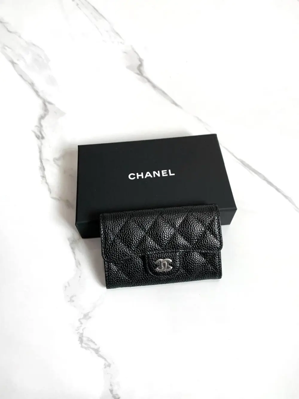 CHANEL CLASSIC CARD CASE FLAP black caviar shw