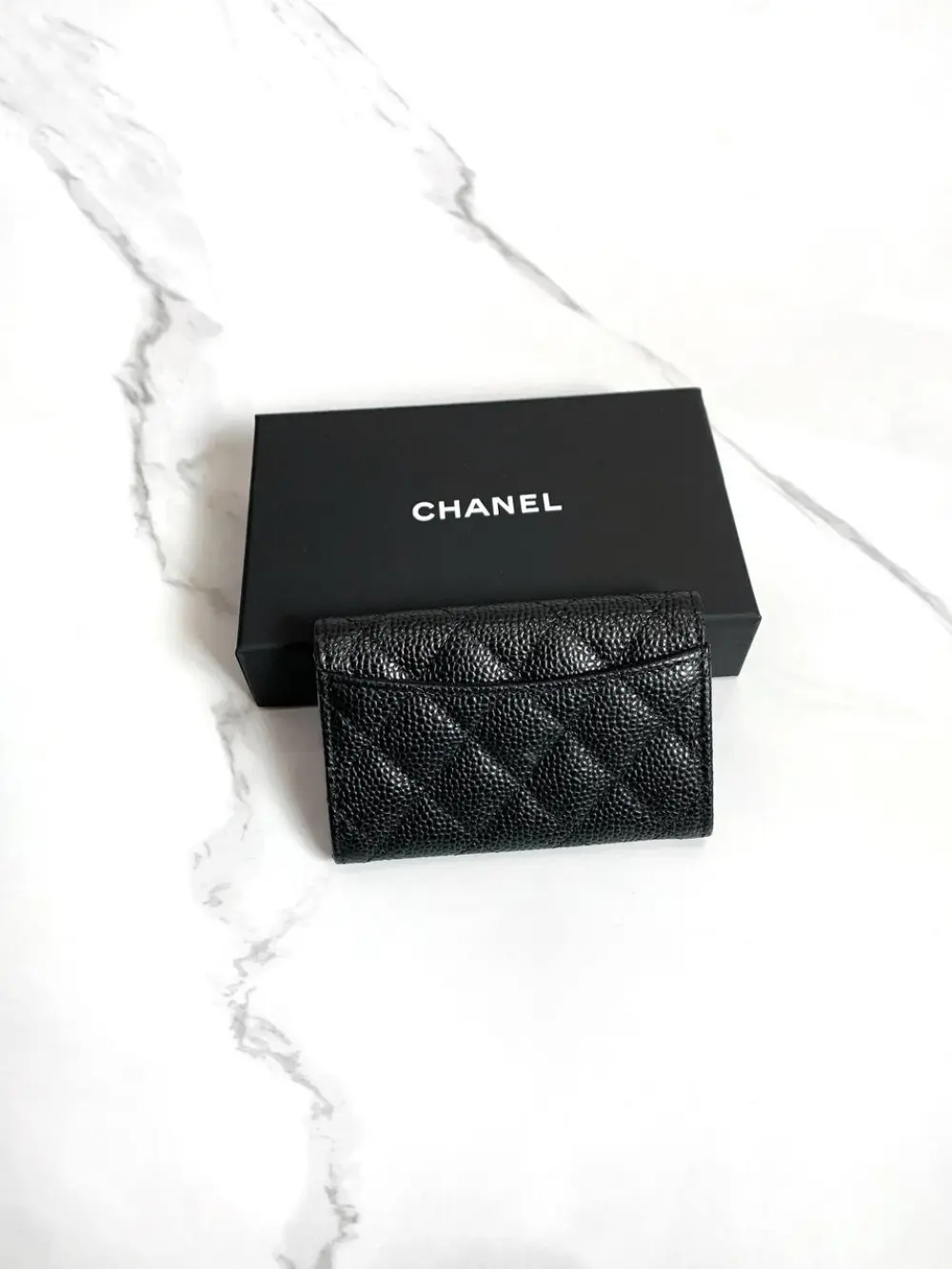 CHANEL CLASSIC CARD CASE FLAP black caviar shw