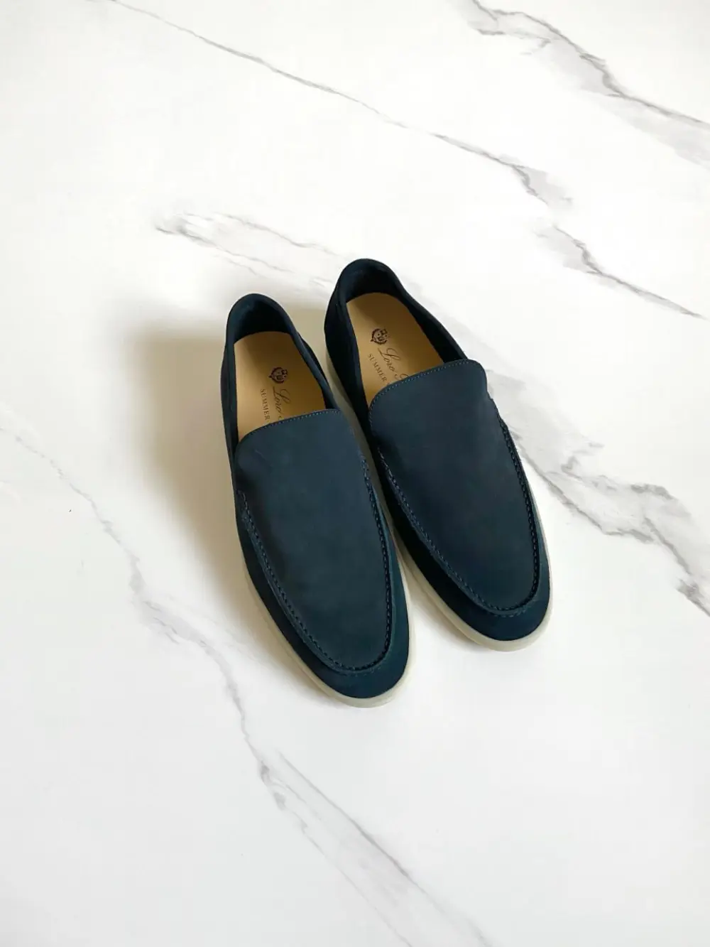 LORO PIANA SUMMER CHAMRS WALK LOAFER MEN SUEDE CLASSIC BLUE (W019)
